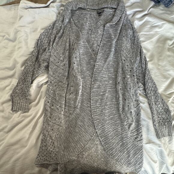 Torrid Cardigan Plus Size 1X Grey Slub Drape Open Front Lightweight Used - Picture 8 of 9
